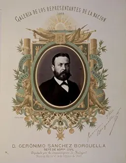 Chromolithograph Prints: GALERIA DE REPRESENTANTES DE LA NACION 1869 - DON GERONIMO SANCHEZ BORGUELLA - DIPUTADO POR BADAJOZ