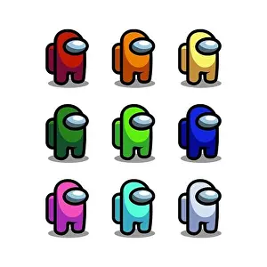 Gamer Prints: Among Us The Game Character set illustration isolated on white background Vector EPS 10