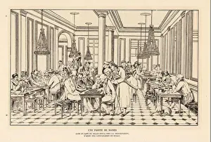 1906 Prints: A game of checkers in Cafe de la Regence