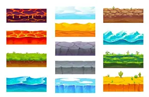 Pebble Prints: Game ground soil layers Cartoon vector tiles set
