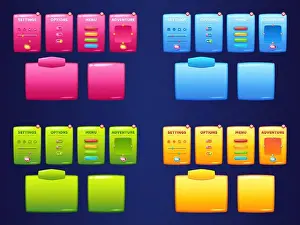 Gamer Prints: Game menu interface windows, cartoon options