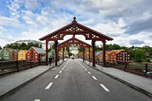 Norge Prints: Gamle Bybro or Lykkens Portal is the famous Trondheim old town bridge