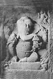 Shrines Prints: Ganesh statue, ellora caves, aurangabad, maharashtra, india, asia