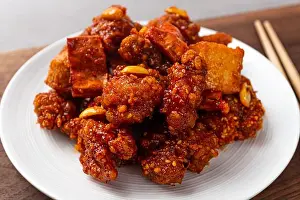Peanut Prints: Gangjeong Chicken with Mala Sauce