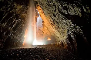 North Yorkshire Prints: Gaping Gill Waterfall- Natural Cave North Yorkshire Dales