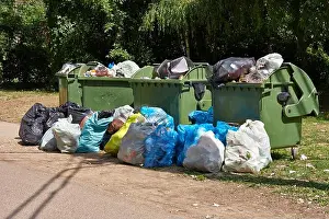 Throw Prints: Garbage Containers Full, Overflowing