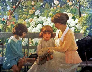 Naturalistic Prints: The Garden Bench, 1920, by Rae Sloan Bredin