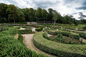 Somerset Prints: The Garden Cafe overlooking the Parabola Walled Garden in the restored The Newt in Somerset garden and hotel