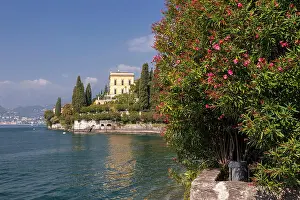 Lake Como Prints: Gardens and buildings of Villa Monastero at Varenna on Lake Como, Italy