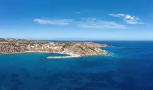 Southernmost Prints: Gavdos island, Crete, Greece. Aerial drone view of beach