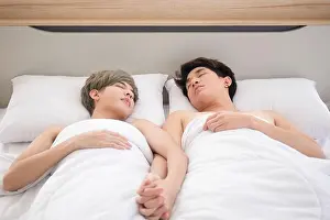 Cuddling Prints: Gay Couples Young Boys Asian Men LGBT Concepts