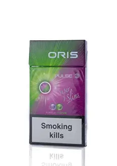 Nicotine Prints: Gaziveren, Cyprus -07.23.2024 Pack of Oris cigarettes closeup on white