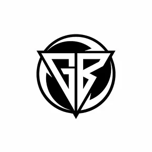 Lowercase Prints: GB logo with triangle shape and circle rounded design template isolated on white background
