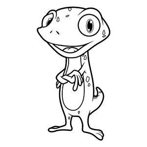 Gecko Prints: Gecko / Lizard / Chameleon Illustration for Children and Kids Coloring Book in Cartoon Style