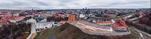 Lithuanian Prints: Gediminas Castle Tower, aerial drone view, Vilnius, Lithuania