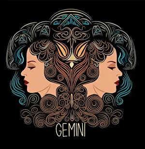 Prediction Prints: Gemini Zodiac sign beautiful girls hand drawn art