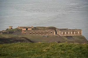 Somerset Prints: General view of Brean Down Fort on a sunny day