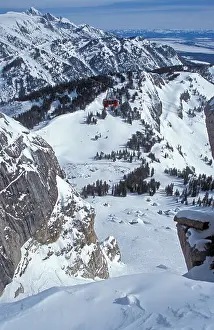 Cable Car Prints: General view of Corbet's Couloir in Jackson Hole Wyoming USA