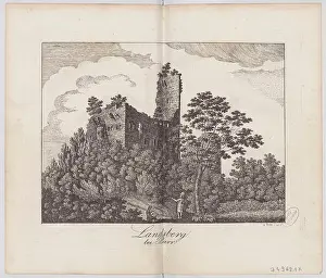 Castle Ruins Prints: A general view presents Landsberg near Barr in Alsace as a castle landscape within a rural hillside setting