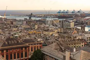 Genoa, 27 October 2021 stunning panoramic aerial view of the port of Genoa