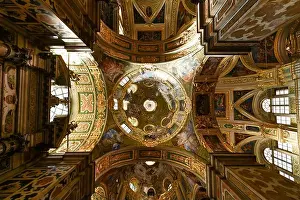 Liguria Prints: Genoa, Italy - July 30, 2022: View of Jesus Church (Chiesa del Gesu) in the city of Genoa