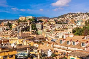 Ligurian Prints: Genova, Italy city skyline view towards the historic center on a nice afternoon