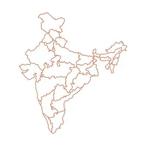 Kolkata Prints: Geography Indian Map vector icon. Map of India. Detailed Line Map of India