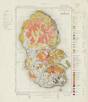 Geological map of Arran. Vintage geological survey map. Sheet. Scotland 1961
