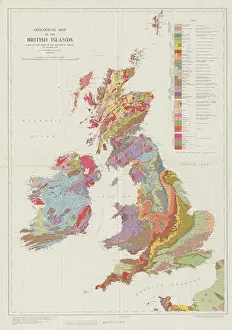 Survey Prints: Geological map of the British Islands. Vintage survey. British Isles 1969