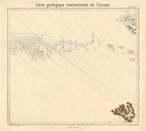 Bureau Prints: Geological map Eastern Greenland, Northwest Iceland. BEYSCHLAG 1894 old
