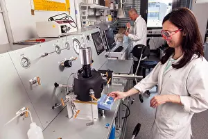 Reader Prints: Geologist at the high-pressure apparatus in the laboratory