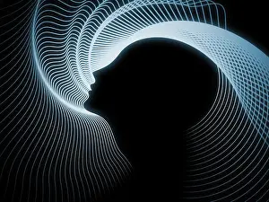 Soul Prints: Geometry of Soul series. Arrangement of profile lines of human head on the subject of education