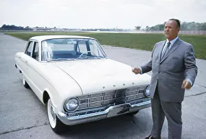 George W. Walker, automotive designer, with a 1960 Ford Falcon