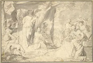 Proportion Prints: Gerard de Lairesse Diana after hunting. Redel, brush in gray, laved