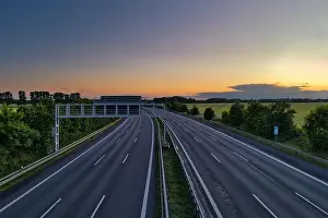 Long Exposure Prints: German autobahn at dusk with long exposure traffic light trails