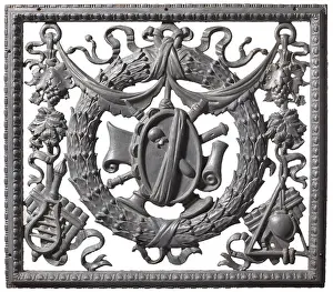 Grille Prints: A German decorative grille, cast iron with musical instruments motif