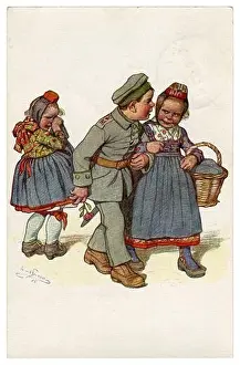 Tears Prints: German historical postcard: Children as adults: broken heart