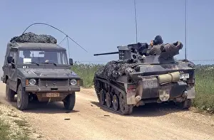 Armored Prints: German paratroopers light tank Wiesel with a Belgian army vehicle during NATO AMF (Allied Mobile Force)