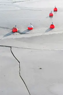 Crack Prints: Germany, Baden W├╝rttemberg, Hagnau, Frozen buoys