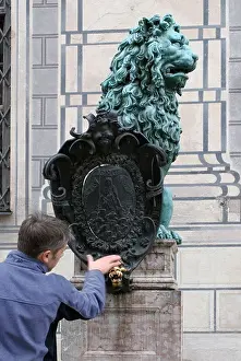 Bring Prints: Germany Bavaria Munich Tradition residence rubbing the lions nose as a lucky charm