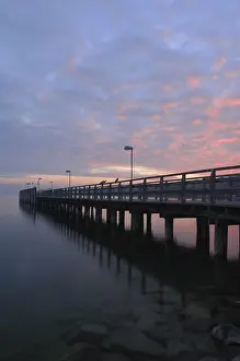 Afterglow Prints: Germany, Bavaria, Starnberg, Lake Starnberg, afterglow, jetty