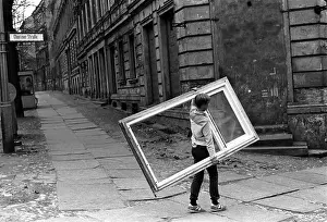 East Berlin Prints: Germany, Berlin, 2 April, 1988: Choriner Strasse, Prenzlauer Berg, child with window