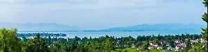 Summer Trees Prints: Germany, Lindau, XXL aerial panorama view above lindau island