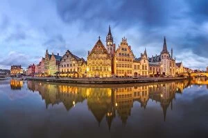 Images Dated 8th March 2020: Ghent, Belgium old town cityscape from the Graslei are at dawn