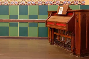Namib Prints: Ghost town Kolmanskop in Namib desert near Lüderitz: Piano in ballroom