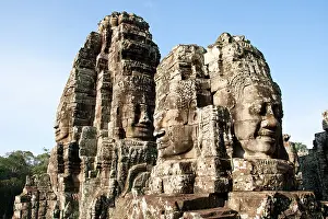 Khmer Prints: Giant face on the Angkor Thom Temple, Angkor Wat, Cambodia