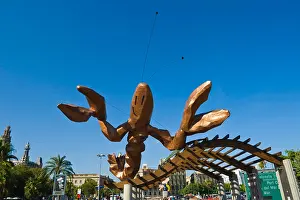 Sight Seeing Prints: Giant lobster sculpture by Spanish artist Javier Mariscal at Port Vell Barcelona Catalonia Spain ES