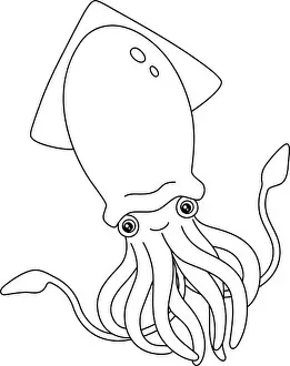 Cephalopod Prints: Giant Squid Coloring Page Isolated for Kids