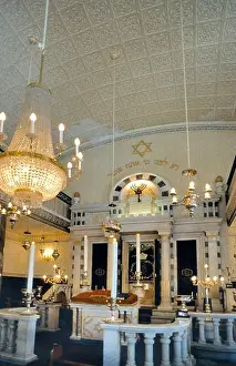 Jews Prints: GIBRALTAR, GIBRALTAR-APRIL 14, 2009: Gibraltar Flemish Synagogue 1799 Nefusot Yehuda Synagogue View Towards Ark