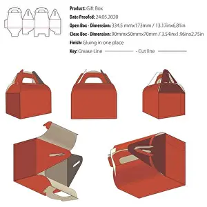 Die Cut Prints: Gift box packaging design template gluing die cut - vector